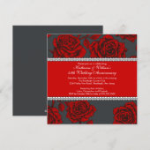 ヴィンテージ ローズ アニバーサリー インビテーション ブラック レッド (正面/裏面)