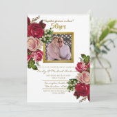 ヴィンテージ ローズ ウェディング アニバーサリー - 何年でも 招待状 (スタンド正面)