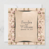 ヴィンテージ ローズ ウェディング 出欠確認 招待状 (裏面)