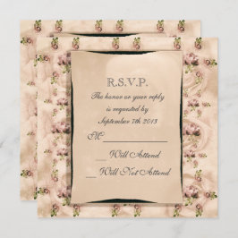 ヴィンテージ ローズ ウェディング 出欠確認 招待状