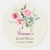 ヴィンテージ ローズ カスタマイズ ブライダル シャワー ペーパー ラウンドシール (正面)