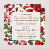 ヴィンテージ・ローズ・ガーデン・ティーパーティーへの招待状 招待状 (正面/裏面)