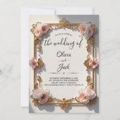 ヴィンテージ ローズ ゴールド フレーム 招待状 (正面)