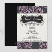 ヴィンテージ ローズ スイート シックスティーン 誕生日招待状 招待状 (正面/裏面)