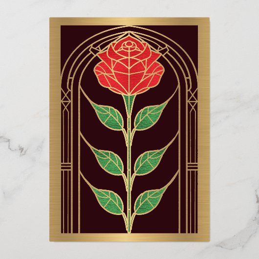 ヴィンテージ ローズ ステンドグラス ヴィクトリアン ウェディング 箔招待状 (裏面)