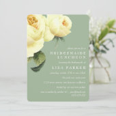 ヴィンテージ ローズ セージ ブライズメイド ランチョン ウェディング 招待状 (スタンド正面)