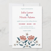 ヴィンテージ ローズ デザイン オーナメント クラシック フュージョン ウェディング 招待状 (正面)