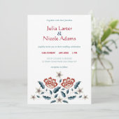 ヴィンテージ ローズ デザイン オーナメント クラシック フュージョン ウェディング 招待状 (スタンド正面)