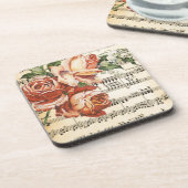 ヴィンテージ ローズ トリオ & ミュージック コースター (左側)