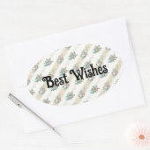 ヴィンテージ ローズ パターン - ベスト ウィッシーズ スティッカー 楕円形シール (封筒)