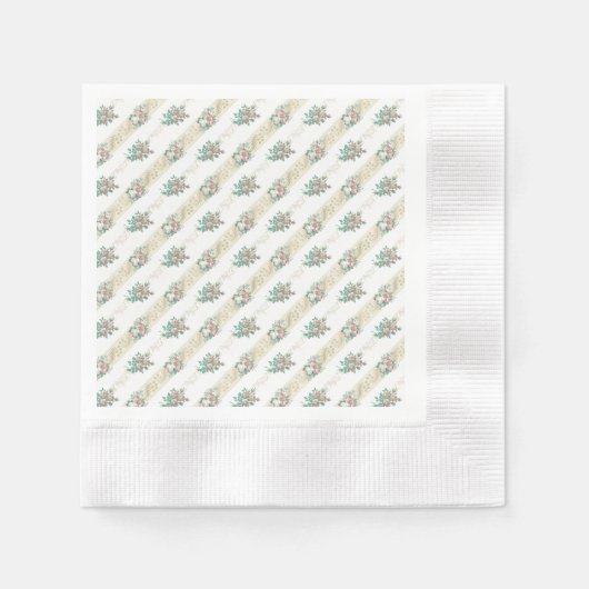 ヴィンテージ ローズ パターン - 紙ナプキン 縁ありカクテルナプキン (正面)