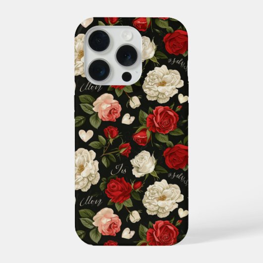 ヴィンテージ ローズ パターン iPhoneケース (裏面)