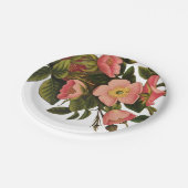 ヴィンテージ ローズ ビューティフル ピンク ボタニカル ペーパープレート (アングル)