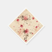 ヴィンテージ ローズ フラワー ピンク＆クリーム ペーパーナプキン スタンダードカクテルナプキン (角)