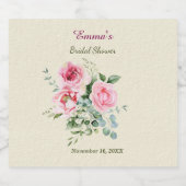 ヴィンテージ ローズ ブライダル シャワー カスタマイズ スパークリングワインラベル (シングルラベル)