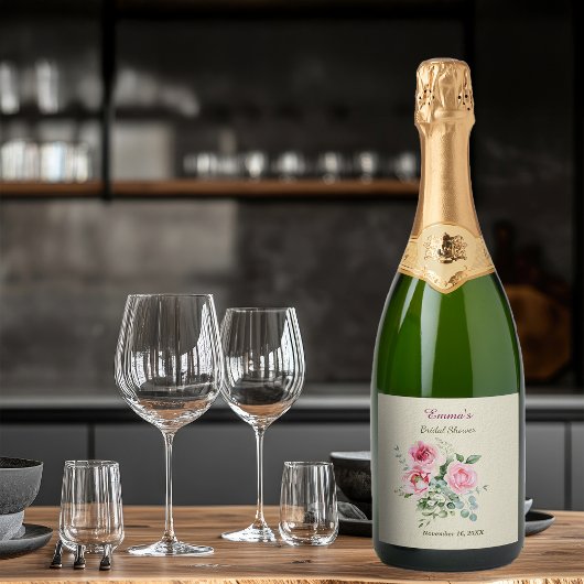 ヴィンテージ ローズ ブライダル シャワー カスタマイズ スパークリングワインラベル