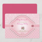 ヴィンテージ ローズ ベビーシャワー ティーパーティー 招待状 (正面/裏面)