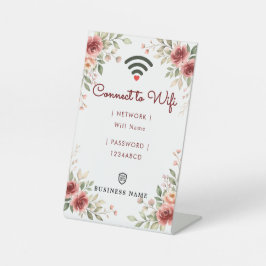ヴィンテージ ローズ 水彩 ビジネス WiFi パスワード 台座サイン