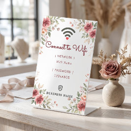ヴィンテージ ローズ 水彩 ビジネス WiFi パスワード 台座サイン