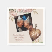 ヴィンテージ ローズ 牡丹 50周年 結婚記念日 パーティー スタンダードカクテルナプキン (正面)