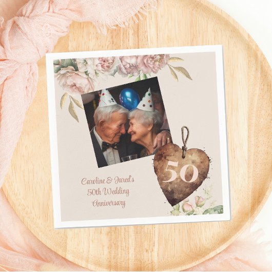 ヴィンテージ ローズ 牡丹 50周年 結婚記念日 パーティー スタンダードカクテルナプキン