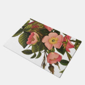 ヴィンテージ ローズ 美しい ピンクの植物画 ドアマット (アングル)
