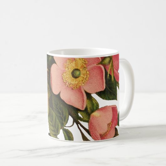 ヴィンテージ ローズ 美しい ピンクの植物 コーヒーマグカップ (正面右)