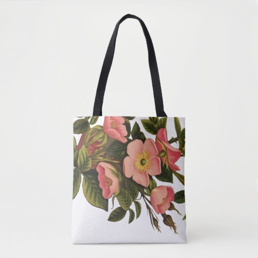 ヴィンテージ ローズ 美しい ピンクの植物 トートバッグ (正面)