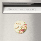 ヴィンテージ ローズ 花 フラワー バタフライ マグネット (インサイチュ (食洗機))