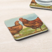 ヴィンテージ"ロードアイランドレッドチキン"コルクコースター コースター (左側)