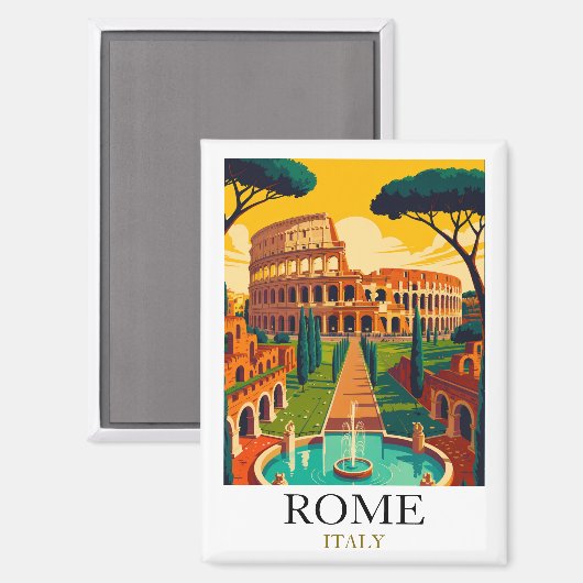 ヴィンテージ ローマ イタリア コロッセオ 旅行 マグネット (正面/裏面)