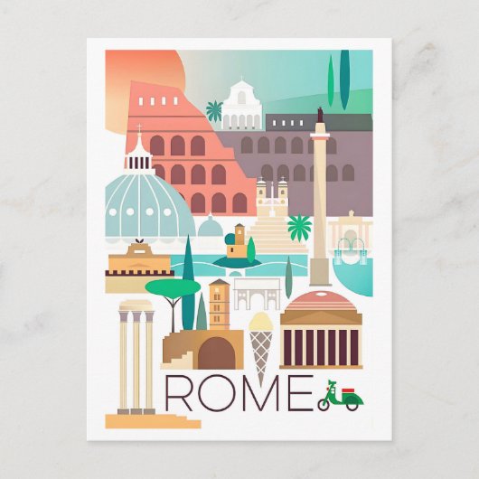 ヴィンテージ ローマ イタリア 旅行ポスター ポストカード (正面)