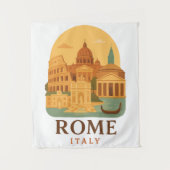 ヴィンテージ ローマ イタリア 旅行 コロッセオ & パンテオン タペストリー (正面)