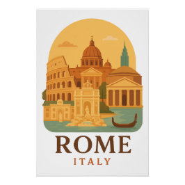 ヴィンテージ ローマ イタリア 旅行 コロッセオ & パンテオン ポスター