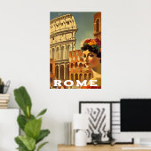 ヴィンテージ ローマ イタリア 旅行 コロッセオ レディ ポスター (ホームオフィス)