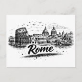ヴィンテージ ローマ イタリア 都市景観 鉛筆アート ポストカード (正面)