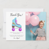 ヴィンテージ ローラー スケート 誕生日パーティーの写真 サンキューカード (正面)