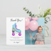 ヴィンテージ ローラー スケート 誕生日パーティーの写真 サンキューカード (スタンド正面)