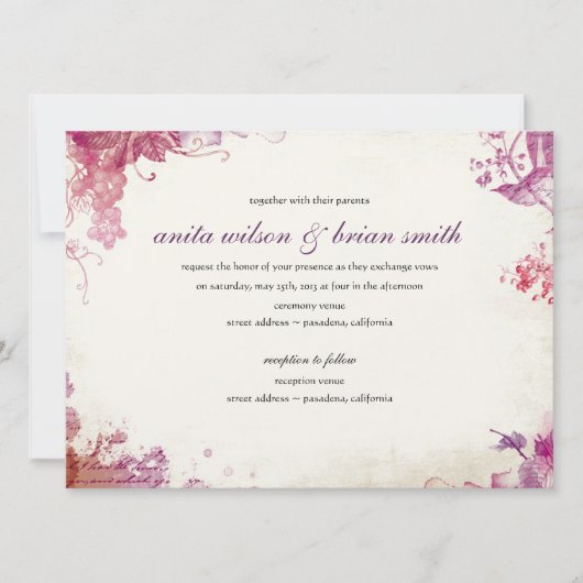 ヴィンテージ ワイナリー ウェディング インビテーション (正面)