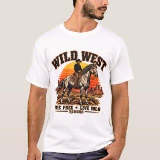 ヴィンテージ・ワイルドウェスト・カウボーイ・ライダー・ホース Tシャツ