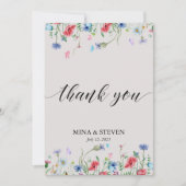 ヴィンテージ ワイルドフラワー ウェディング サンクス カード (正面)