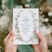 ヴィンテージ ワイルドフラワー ガーデン ベイビー シャワー 招待状