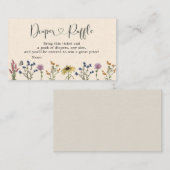 ヴィンテージ ワイルドフラワー ベイビーシャワー おむつラッフル エンクロージャーカード (正面/裏面)