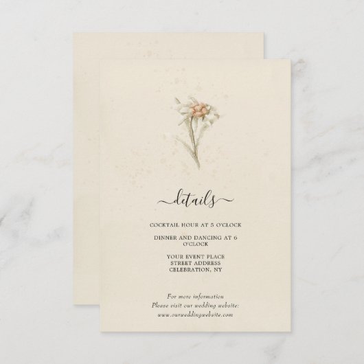 ヴィンテージ ワイルドフラワー 水彩画 封筒 エンクロージャーカード (正面/裏面)