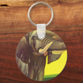 ヴィンテージ ワイルド アニマルズ、アフリカゾウと夕焼け キーホルダー (正面)