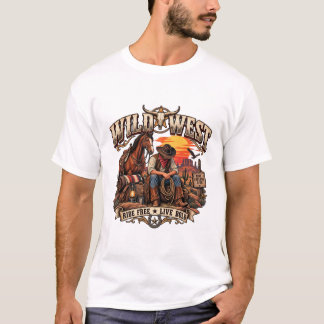 ヴィンテージ・ワイルド・ウェスト・カウボーイ・ホース・ロングホーン Tシャツ