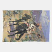 ヴィンテージ ワイルド ウェスト、レミントンによるインディアンのトラッパー キッチンタオル (横)