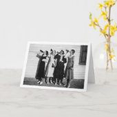 ヴィンテージ – ワインを飲む女性たち カード (黄色い花)