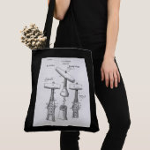 ヴィンテージ ワインオープナー イラスト トートバッグ (クローズアップ)