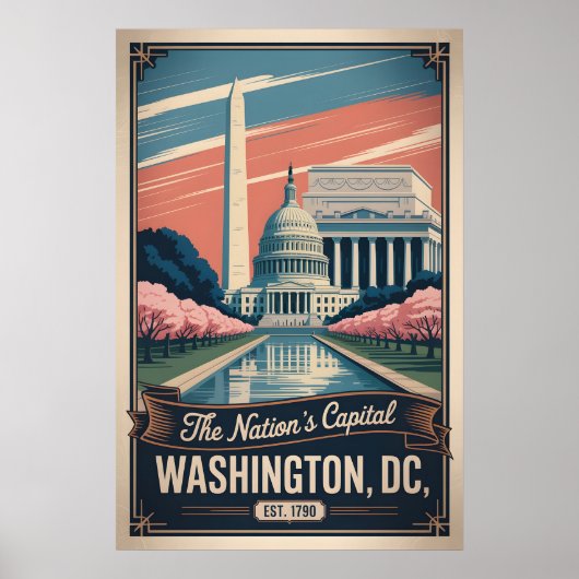 ヴィンテージ ワシントンD.C. アメリカの首都 レトロ ポスター (正面)